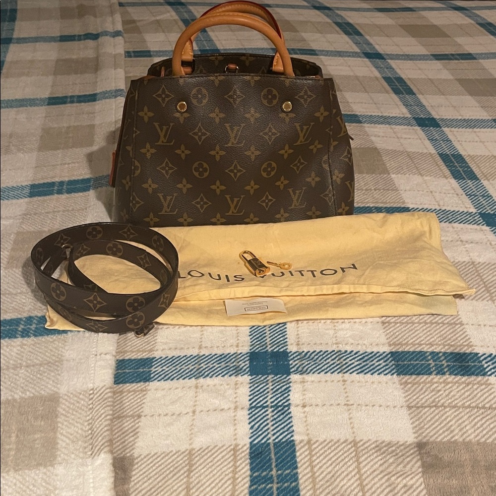 Louis Vuitton Monogram Satchel with Tan Leather Handles